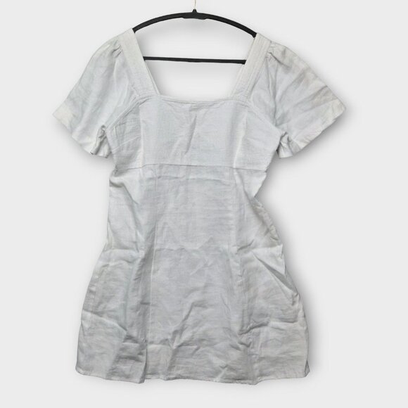 MADEWELL Square-Neck Mini Dress in 100% Linen White 12 NWT - Picture 4 of 12